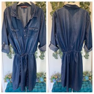 Gloria Vanderbilt Denim Drawstring Waist Women Dress - Size XL